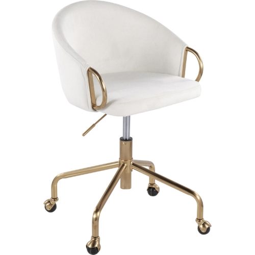 Claire Office Task Chair in Cream Velvet & Gold Metal